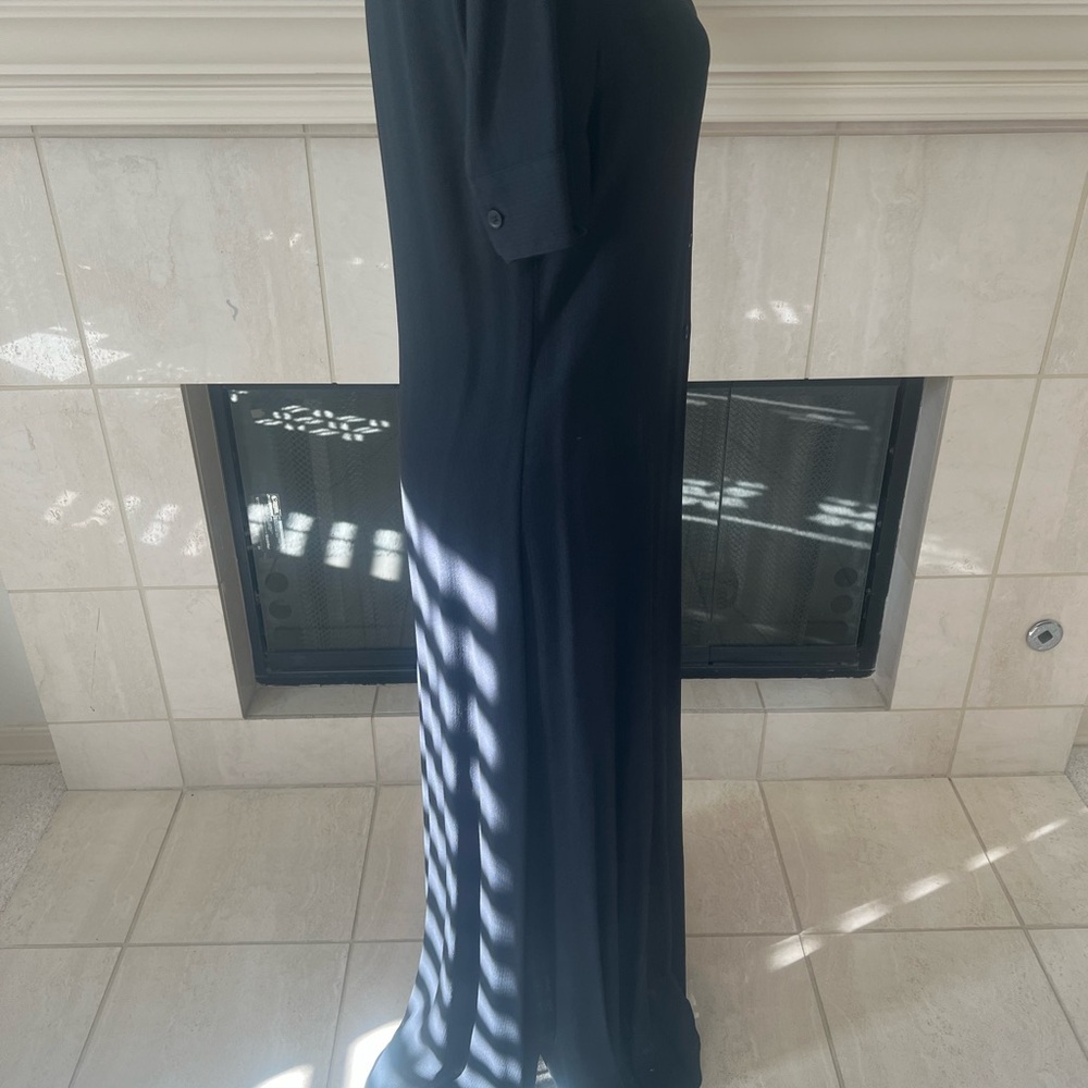 Black Longline Duster Maxi Button-Down Dress - image 8